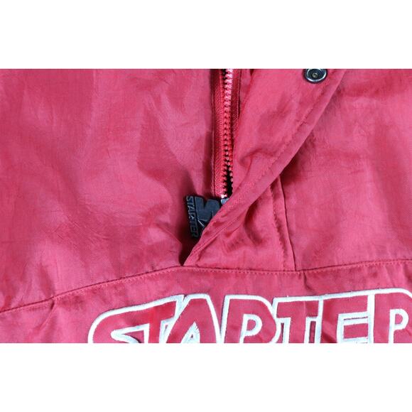 Starter Jacket Mens XL Red Black Label Vintage Quater Zip Pull Over Embroidered - Picture 4 of 6